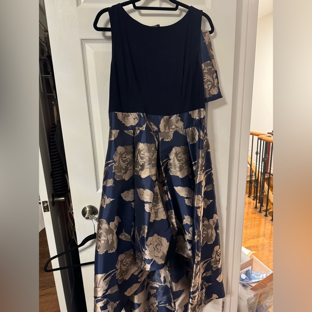 Eliza J Navy and Rose-Beige Floral Dress